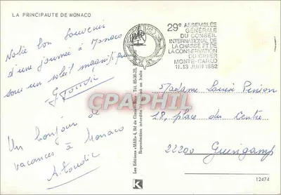Księstwo Monako — samodzielne państwo zamknięte w francuskiej Rivierze — wydawca MABP, n° 12474 — Rewers