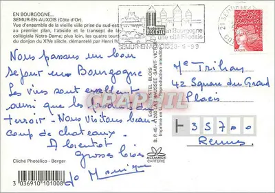 Semur-en-Auxois — vista aérea — Edição Estel-Blois — Verso
