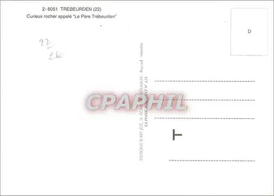 Ojciec Trébeurden — Skalny występ w kształcie twarzy — Éditions d'Art Jos. Le Doaré, Ateauin — Rewers