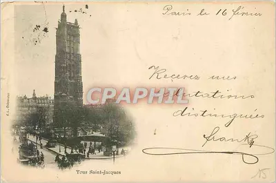 Bilhete postal antigo Rua Saint Jacques