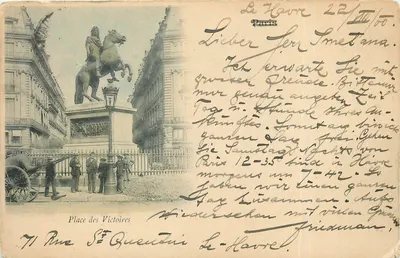 Place des Victoires — statua jeździecka — wydawca nieznany, numer serii nie widoczny