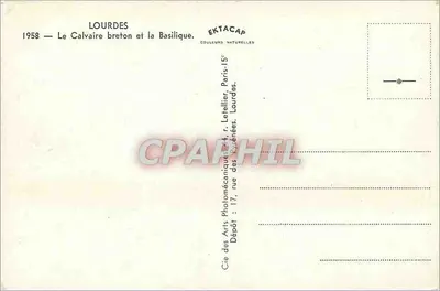 Lourdes — Krzyż Breton i Bazylika — wydawca Letellier, Paryż — Rewers