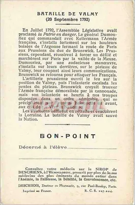 Bataille de Valmy — Collection des chefs-d'œuvre de nos Musées — Deschiens, Éditeur — Verso