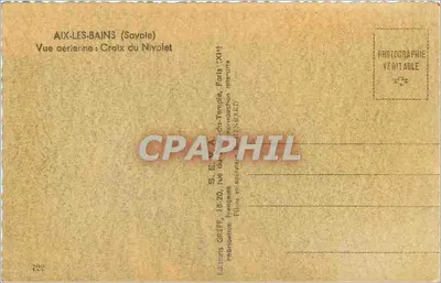 Aix-les-Bains (Savoie) — Widok z powietrza: Krzyż Nivolet — Wydawca: S.E. Greff, Paryż — Rewers