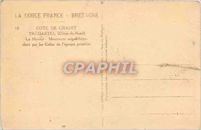 Trégastel — Menhir megalítico — Edições d'Art Yvon — Verso
