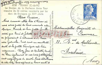O Donjon da Duquesa Ana — Dinan (C.-du-N.) — Edições de Arte J. Pour — Verso