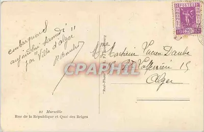 Place de la République — Alger — éditeur Real-Photo, P. Strasbourg — Verso