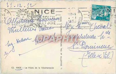 Pałac Mediteranowy — Nice — Wydawca L. Gilletta et Cie, n°12 — Rewers