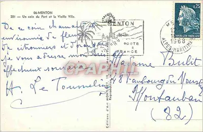 Menton — Port i Stare Miasto — Wydawnictwo Montliget, n°201 — Rewers