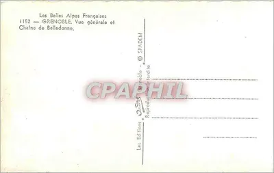 Grenoble — Vista geral e Cadeia de Belledonne — Edições Grenoble — Verso