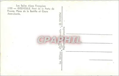 Grenoble — Ponte da Porta da França, Praça da Bastilha e Cours Jean-Jaurès — Edições SPADEM — Verso