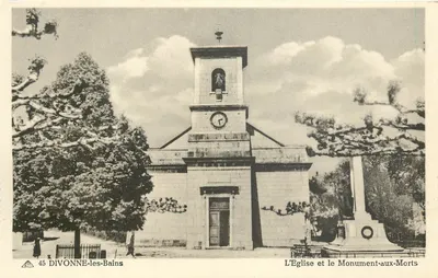Divonne-les-Bains — A Igreja e o Monumento aos Mortos — C1° dos Artes Fotográficas, Paris