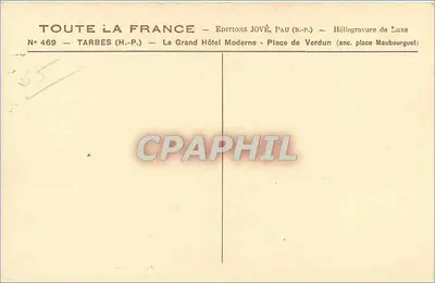 Tarbes — Grand Hôtel Moderne — Wydawnictwo Jové, Pau (B.P.) — Rewers