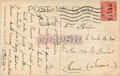 Zimowy widok — Karta życzeń Nowego Roku — W. & R. L. Ltd. British E.C. Numer seryjny 3612 — Rewers
