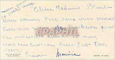 Paesaggio invernale — casa innevata sotto la luna — Stampa in Francia Série N° 203 — Verso