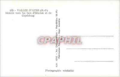 Subida para os lagos de Oredon e de Capdelong — Vale de Aure (H.P.) — Edição JOVE, Castelo-d'Estre — Verso