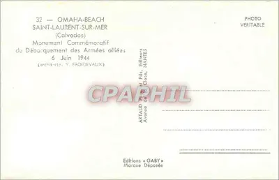 Omaha Beach — Pomnik upamiętniający desant aliantów — Wydawca GABY, nr 32 — Rewers