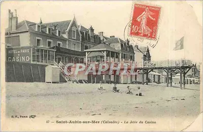 Bilhete postal antigo Saint Aubin sur Mer Calvados La Jetee du Casino