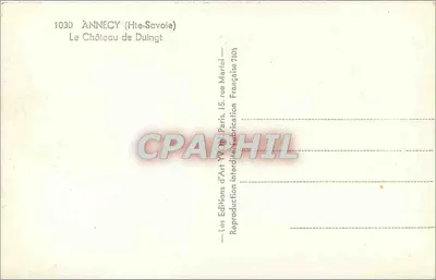 O Castelo de Duingt — Annecy (Alta Saboia) — Éditions d'Art Yvon, Paris — Verso