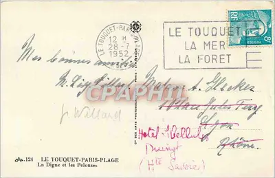 Le Touquet-Paris-Plage — A Digue e as Pelouses — Cité des Arts Photomécanique, n°124 — Verso