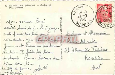 Granville (Manche) — Kasyno i Plat Gousset — Wydawnictwo E. Besnald — Rewers
