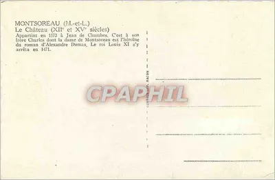 Zamek Montsoreau — XII i XV wiek — wydawca C. HACON — Rewers