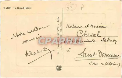 Paryż - Grand Palais — Wyd. d'Art Legonte - Paryż — Rewers