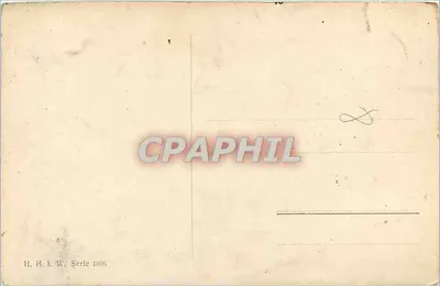 Trzy ptaki na gałęzi — scena wiejska — seria H. H. I. W. 1006 — Rewers
