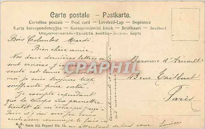 Bukiet hawranu i guija — ozdobiony niebieskim wstążkiem — wydawca A.S. Seria 355 — Rewers