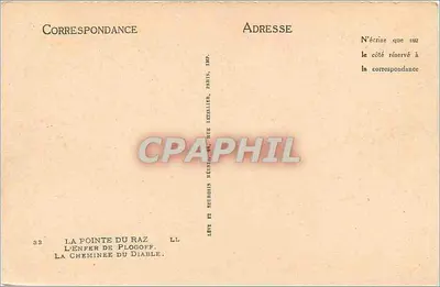 La Pointe du Raz — L'Enfer de Plogoff, La Cheminée du Diable — Wydawca Lévy et Neurathin, Paryż — Rewers