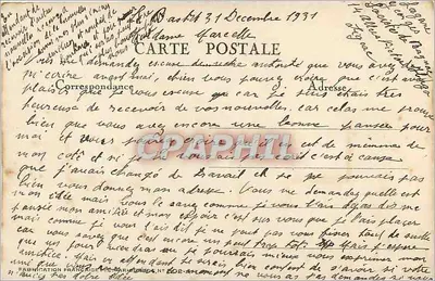 Arranjo de flores de pensão em um cesto — Boa Ano — Carta postal francesa — Verso