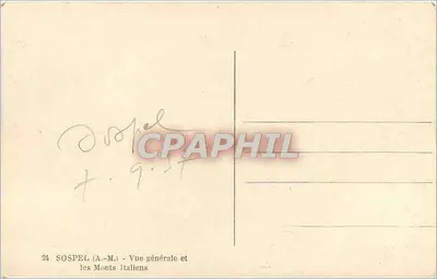 Sospel (A.-M.) — Vista geral e os Montes Italianos — editor não identificado, número de série 24 — Verso