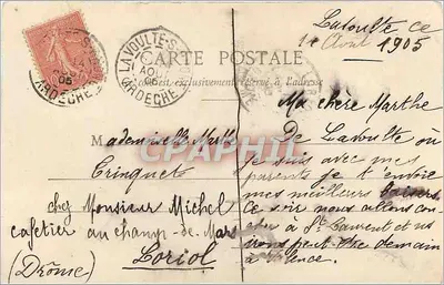 Lavoulte-sur-Rhône — Castelo e Ponte Suspensa — Fototipia A. Bergeret e Cie — Nancy — Verso