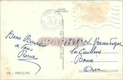 Widok z Nicei — Pamiątka z Nicei — Wydanie 'LES AIRES MARITIMES' nr 252 — Rewers