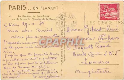 Sacre-Cœur de Montmartre — vista da rue du Chevalier de la Barre — Éditions d'Art Paris — Verso