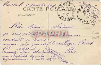 Rouen — Plac Carnot, widok z Przystani i mostu Boieldieu — wydawca anonimowy, n° 661 — Rewers