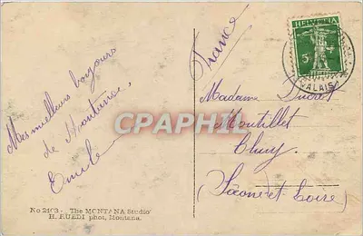 Montana-Vermala. O Weisshorn (#512) — Téléphot. Montana-Studio (H. Rüedi) — Verso