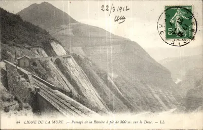 Linha de La Mure — Passagem da Rivoire com precipício de 300 m. sobre o Drac — LL