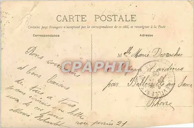 Bilhete postal antigo Lons-le-Saunier-les-Bains - Uma Peça de Água e a Instalação Termal — Verso