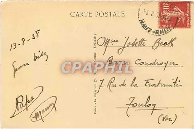 Alzacja — Gniazdo kruków — Karty « La Cigogne » — Rewers
