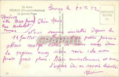 Fouras (Charente-Maritime) — Wielka plaża — Wydawca Greff, nr 37 — Rewers