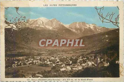 Sallanches (Haute-Savoie) — vista do vilarejo e do Mont-Blanc — n°101