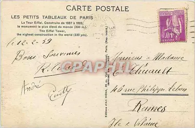 Wieża Eiffla — Paryż — Wydawnictwo Mona, nr 26 — Rewers