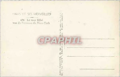 Wieża Eiffla — widok z avenue de New-York — wydawca GUY, nr 476 — Rewers