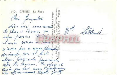 Cannes — Plaża — widok panoramiczny — Wydawnictwo « ALFA - CAŁA OBRAZ » — Rewers