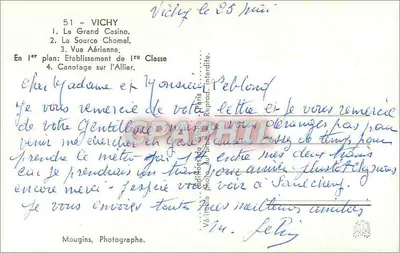 Vichy — Grande Casa de Apostas, Fonte Chomel, Vista aérea, Canoagem no Allier — Mougin, Fotógrafo — Verso