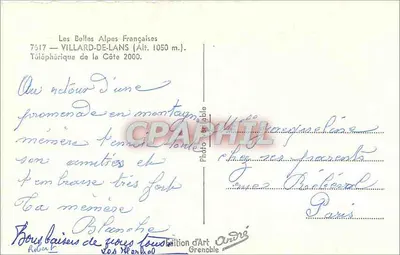 Villard-de-Lans — Teleférico da Costa 2000 — Edição de Arte Grenoble — Verso
