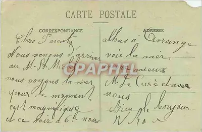 Mont-Saint-Michel — Grande Murée durante un Día de Tormenta — J.P. n° 442, Edición Gérlich & l'Abbaye — Reverso