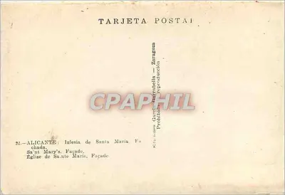 Alicante — Kerk van Santa Maria — Uitgever G. Carrabell — Achterkant