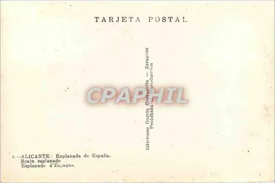 Alicante — Esplanada Hiszpańska — Wyd. Garcia Cambella — Rewers
